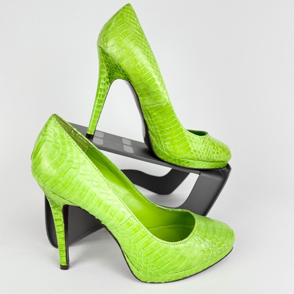 Lauren Ralph Lauren Kailee Green Size 7 Snakeskin Pointed Toe Stiletto Heel - Picture 8 of 12